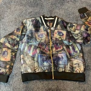 Transparent holographic bomber jacket